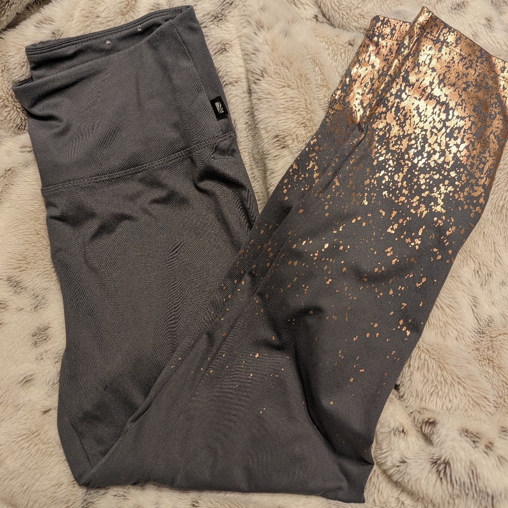 Gray and Gold Yoga Pants